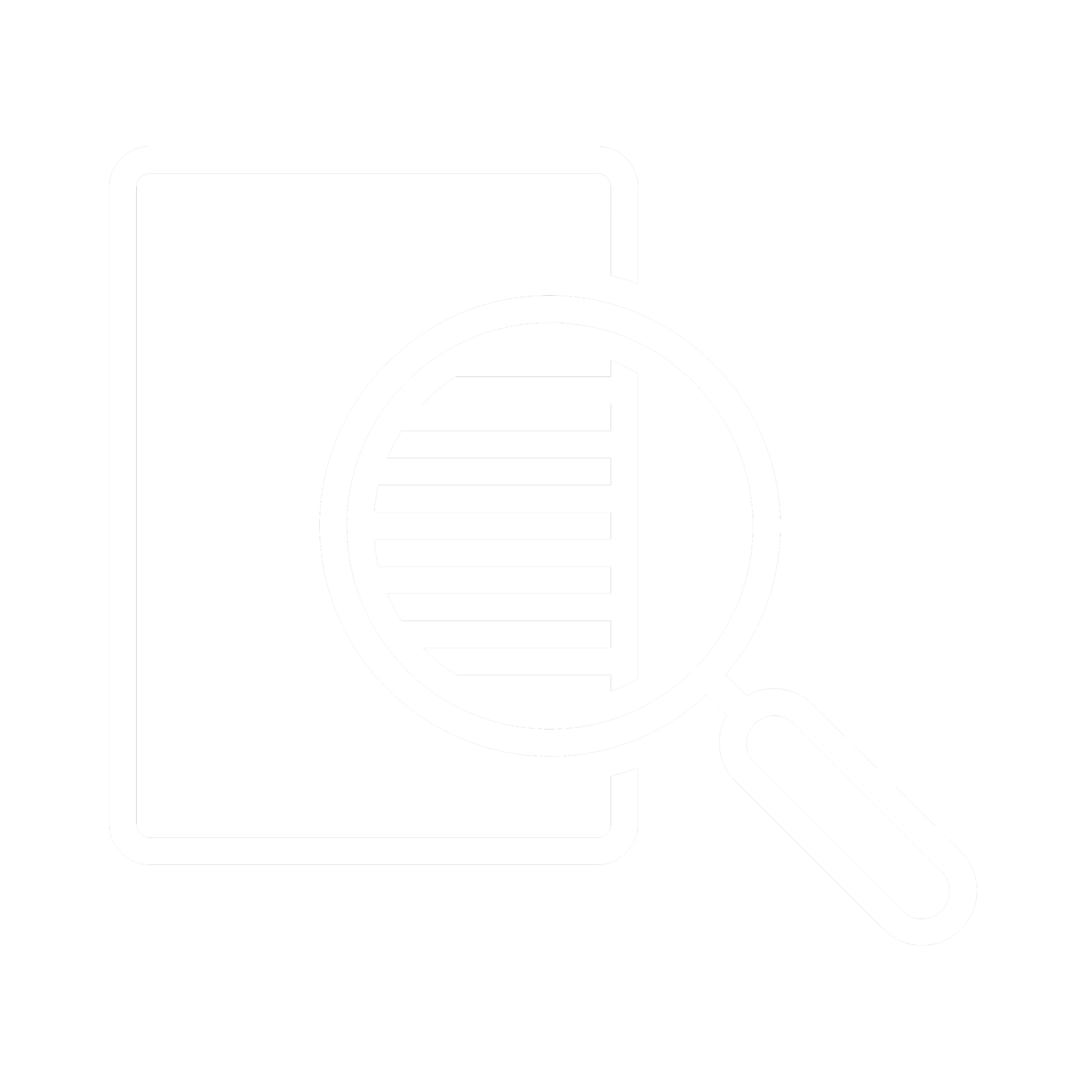 Icon of a magnifying glass examining a document with lines of text.