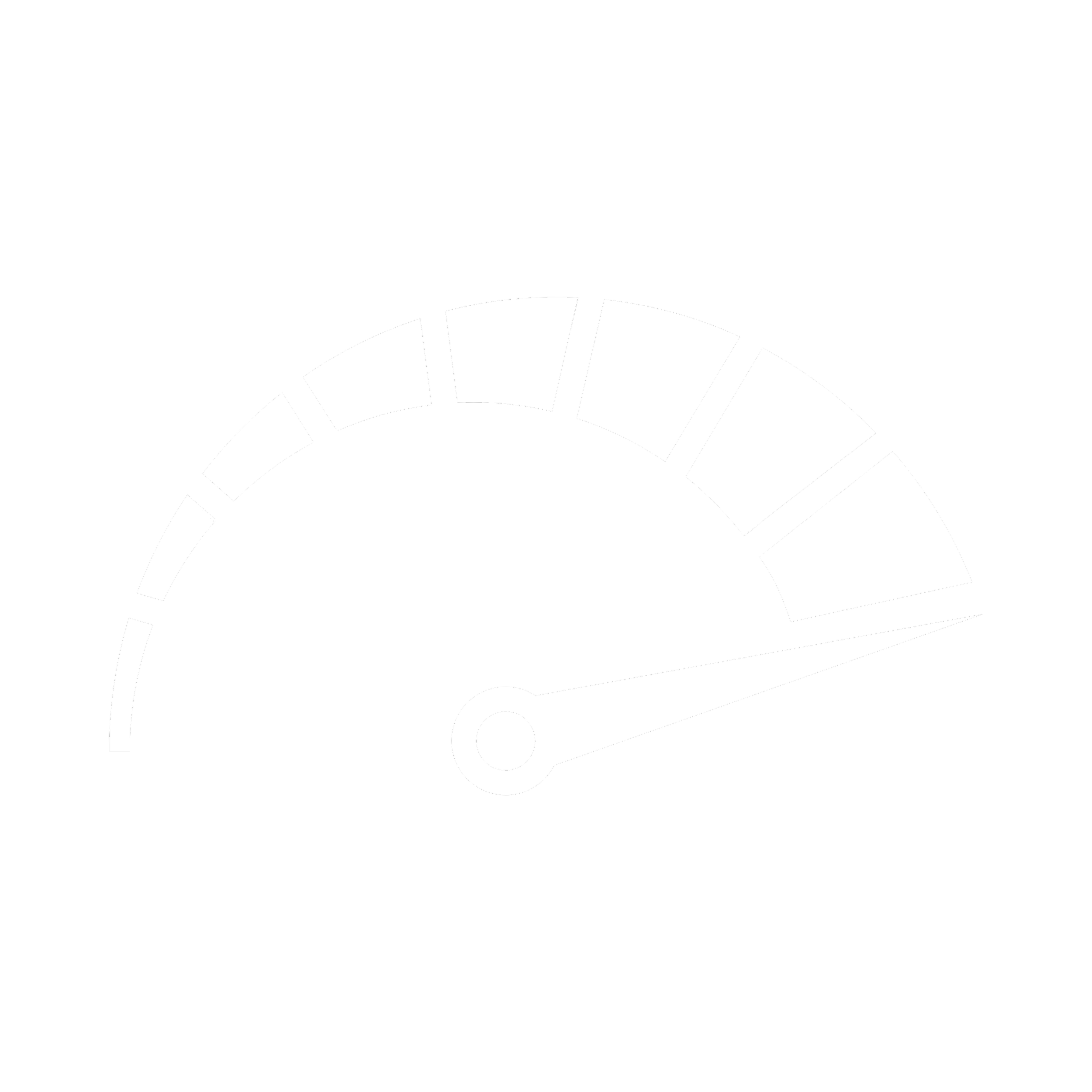 Black and white image of a speedometer gauge with the needle pointing to the right.