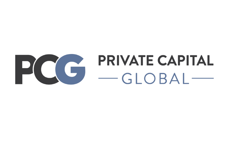 Logo of PCG Private Capital Global with black, blue, and gray text on a white background.