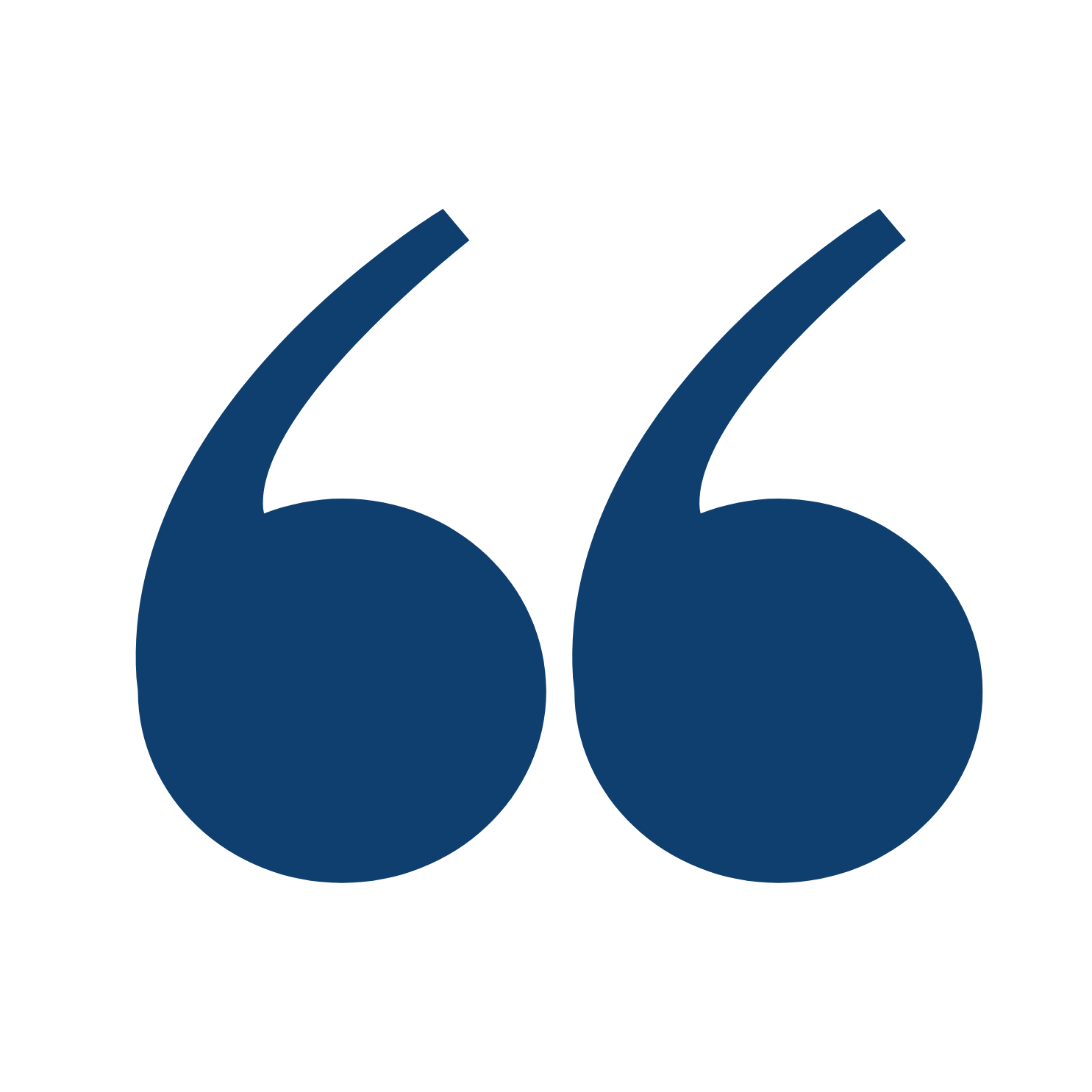 Large navy blue quotation marks on a black background.