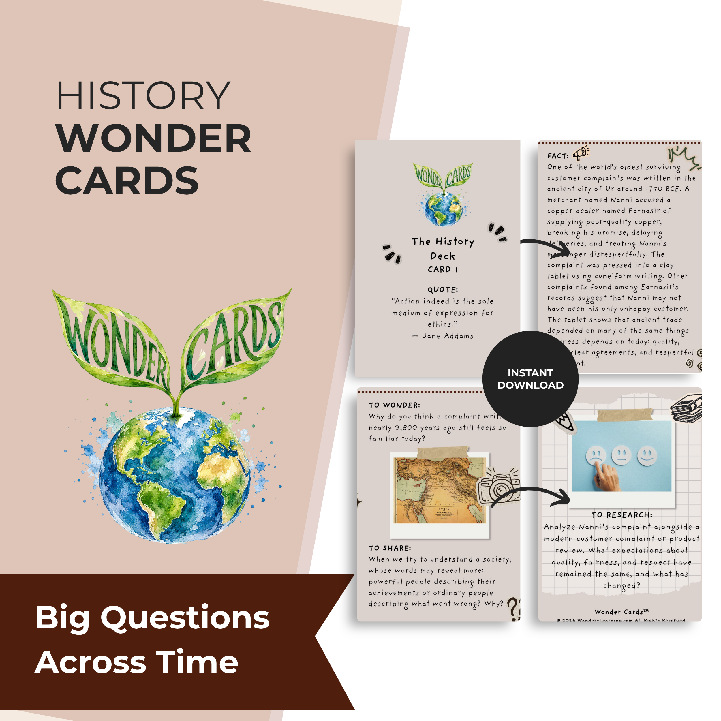 History Wonder Cards | Printable Critical Thinking Activities for Grades 6–12