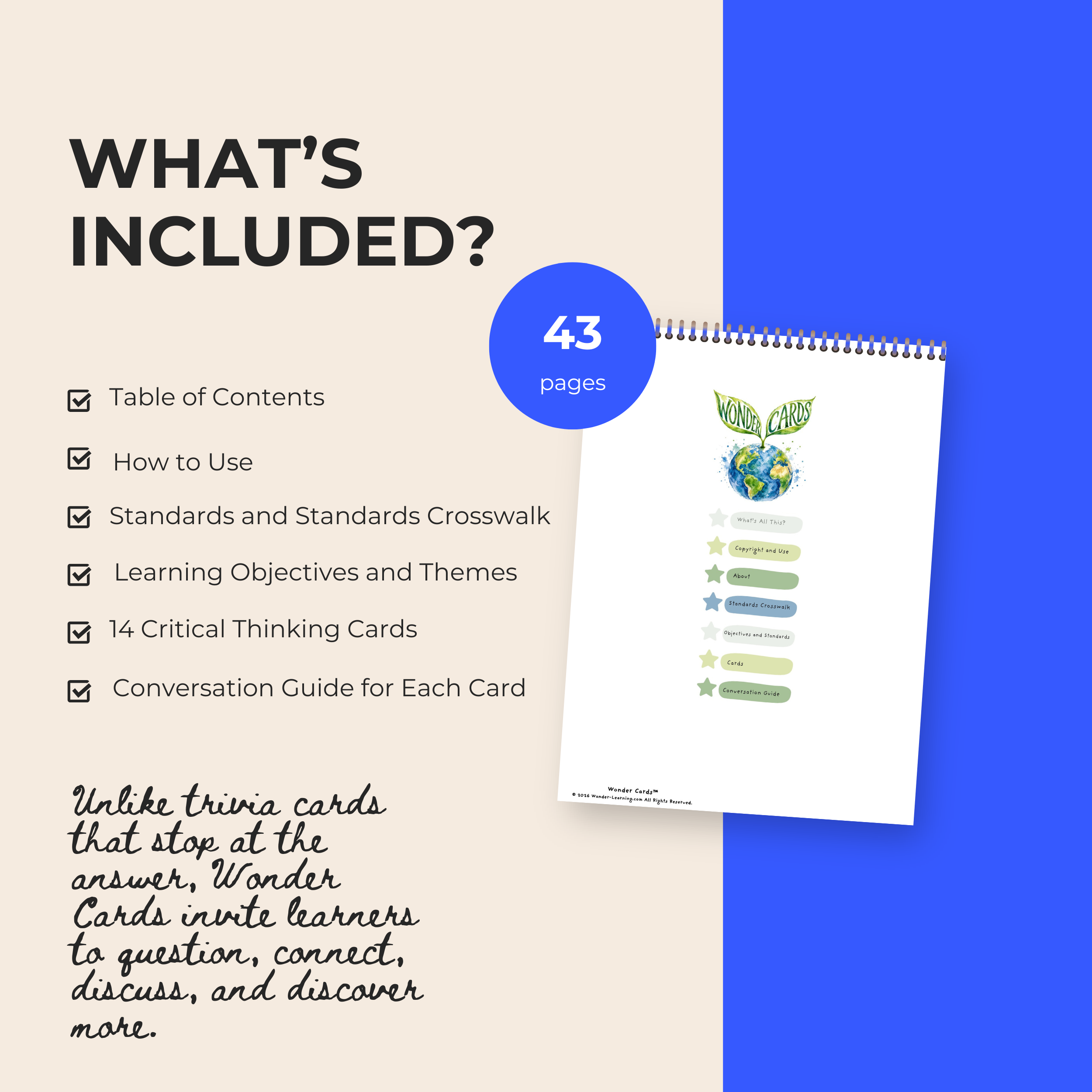 Printable Physical Science Wonder Cards featuring atoms, chemical reactions, matter, energy, motion, gravity, sound, light, simple machines, and Newton’s laws for grades 5–9.