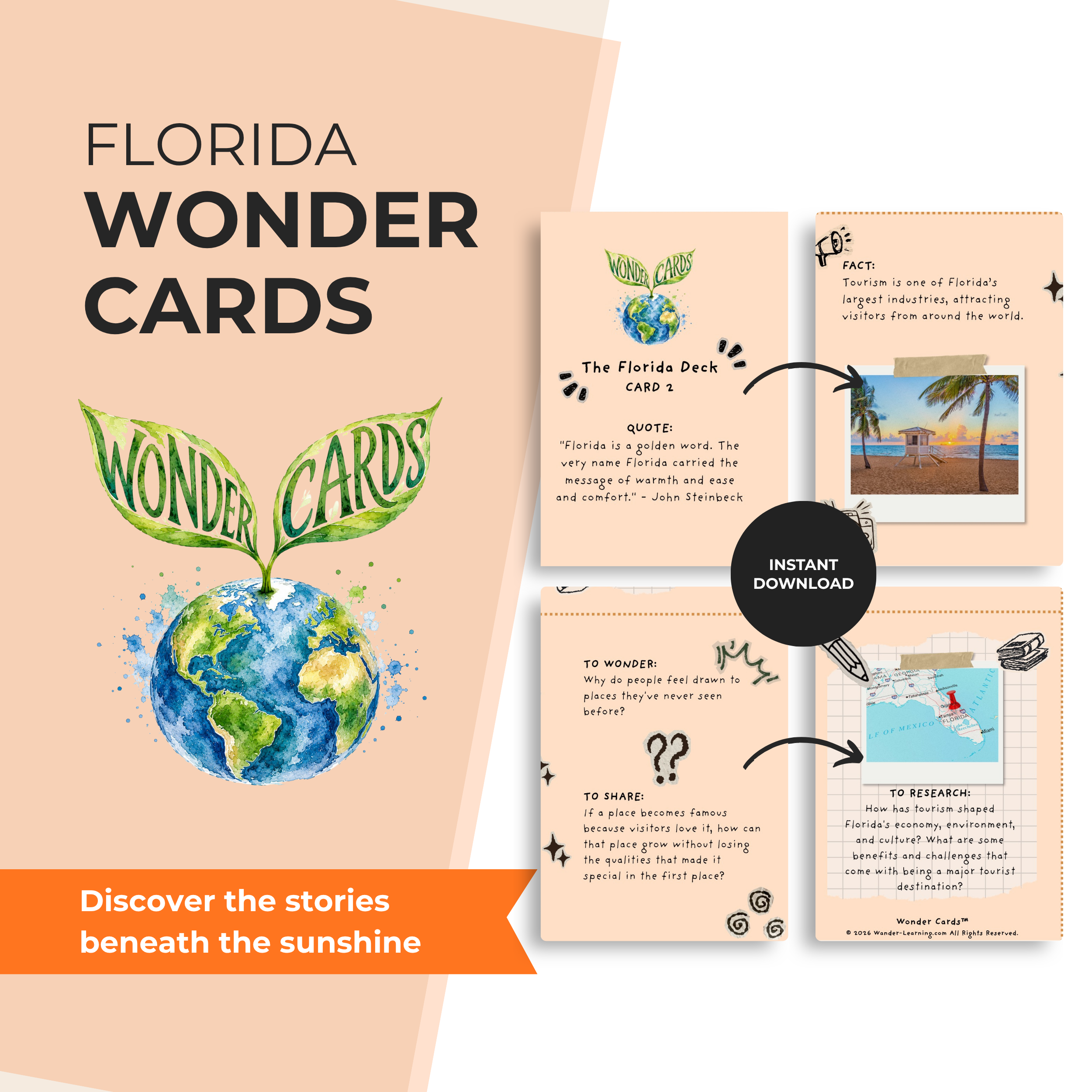 Florida Wonder Cards: Printable Critical Thinking & Discussion Deck Grades 4-8