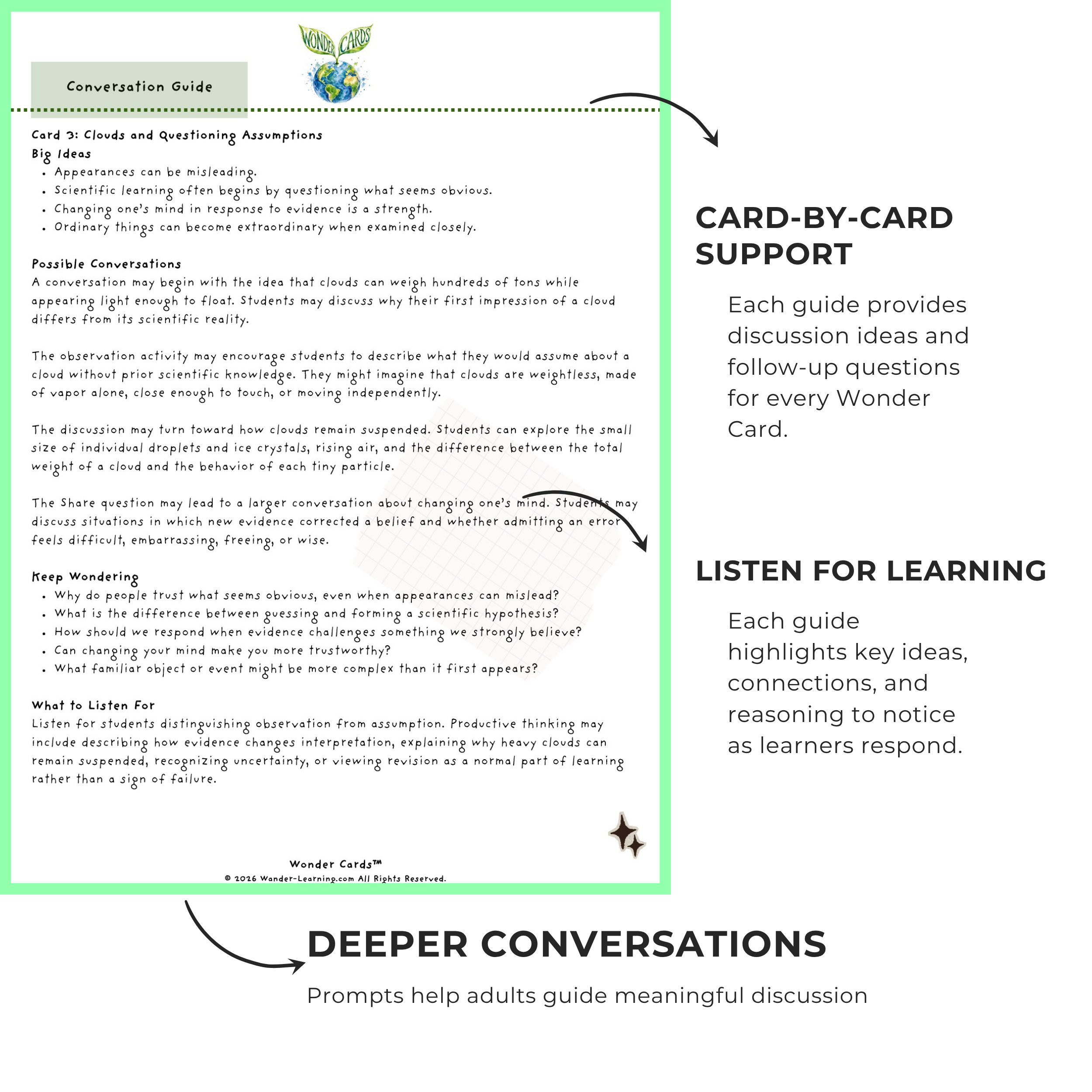 Earth Science Wonder Cards | Printable Critical Thinking Activities Grades 4-9