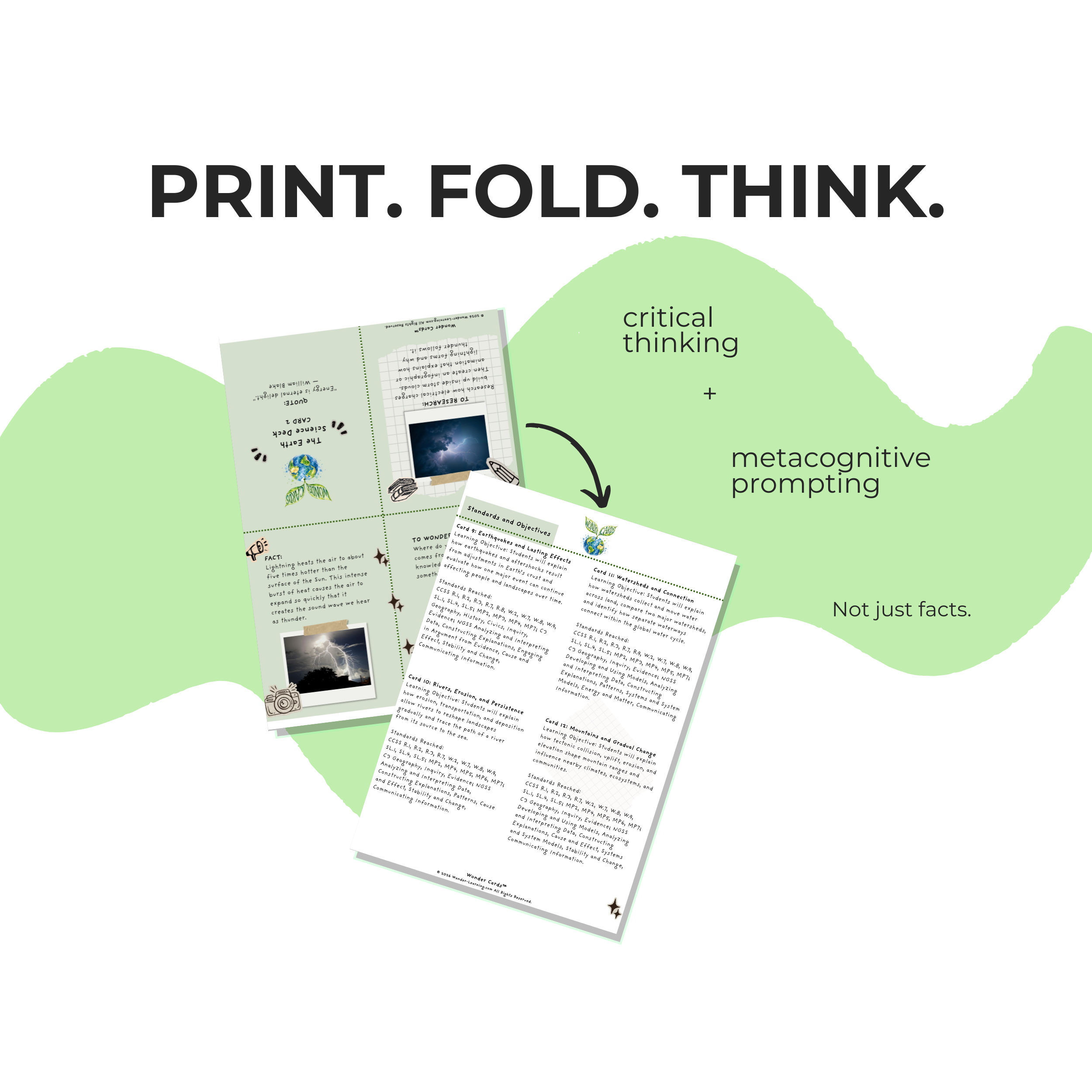 Earth Science Wonder Cards | Printable Critical Thinking Activities Grades 4-9