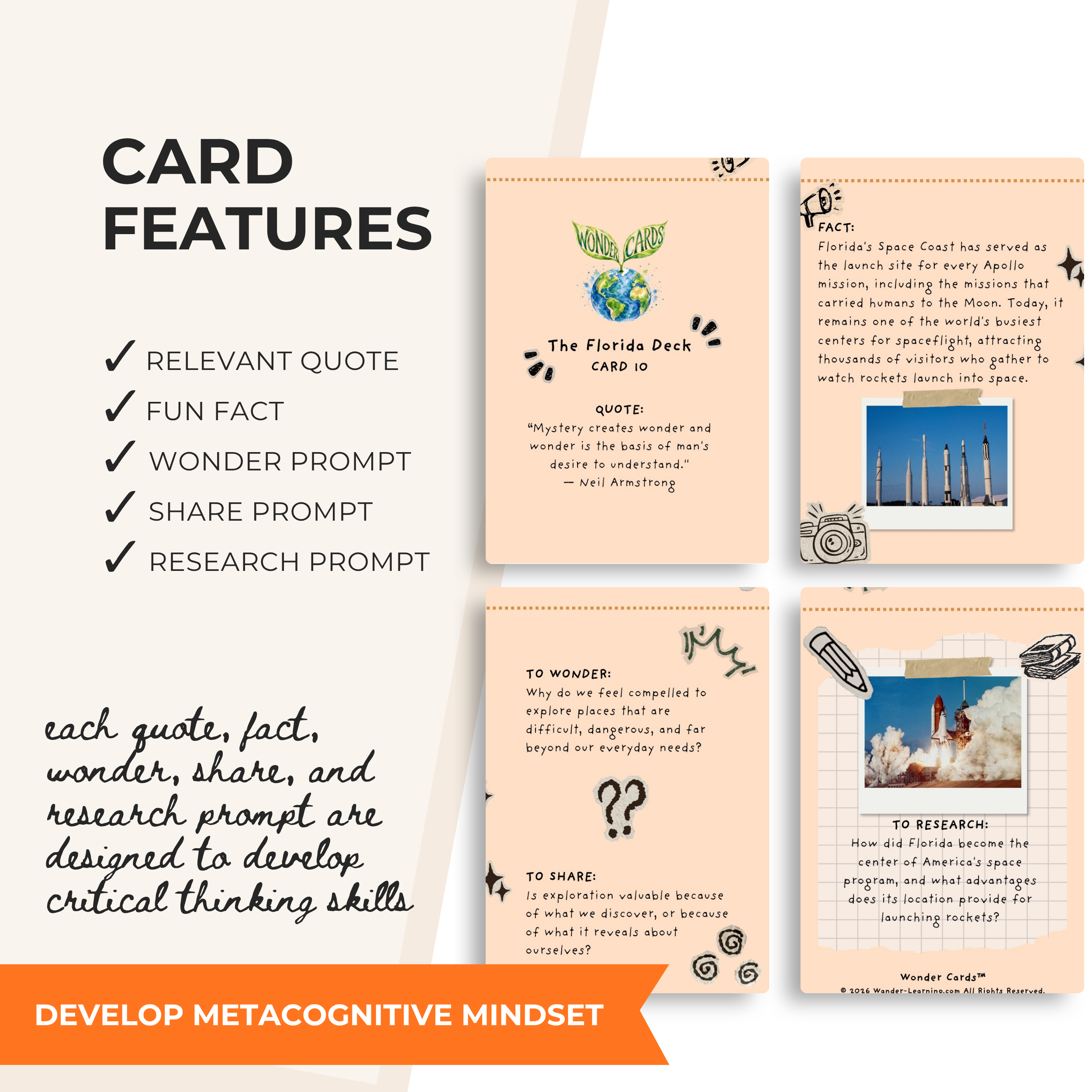 Florida Wonder Cards: Printable Critical Thinking & Discussion Deck Grades 4-8