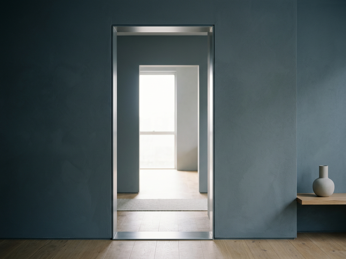 Open doorway leading into a light-filled space.