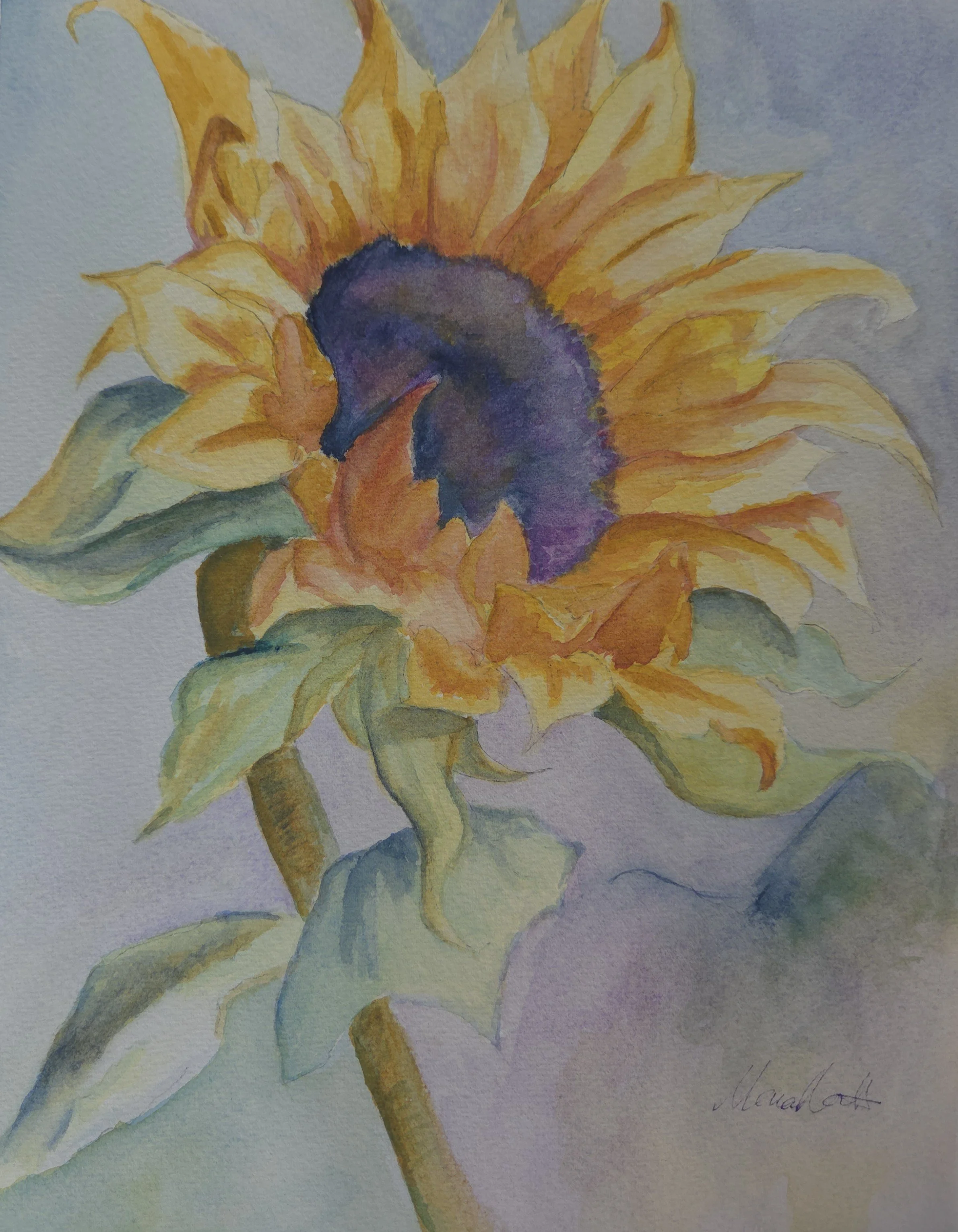 Sunflower - Original watercolor 9x11