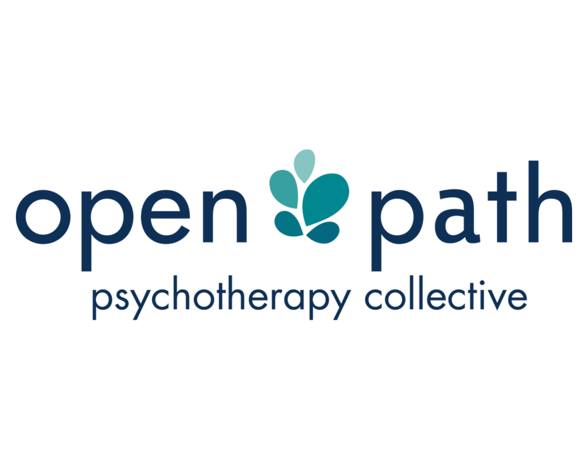 Open Path psychotherapy collective logo with teal leaves above the words 'open path' and additional smaller text beneath.