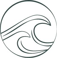 Blackbird Creative Logo, a stylized line drawing of an ocean wave inside a circular border.