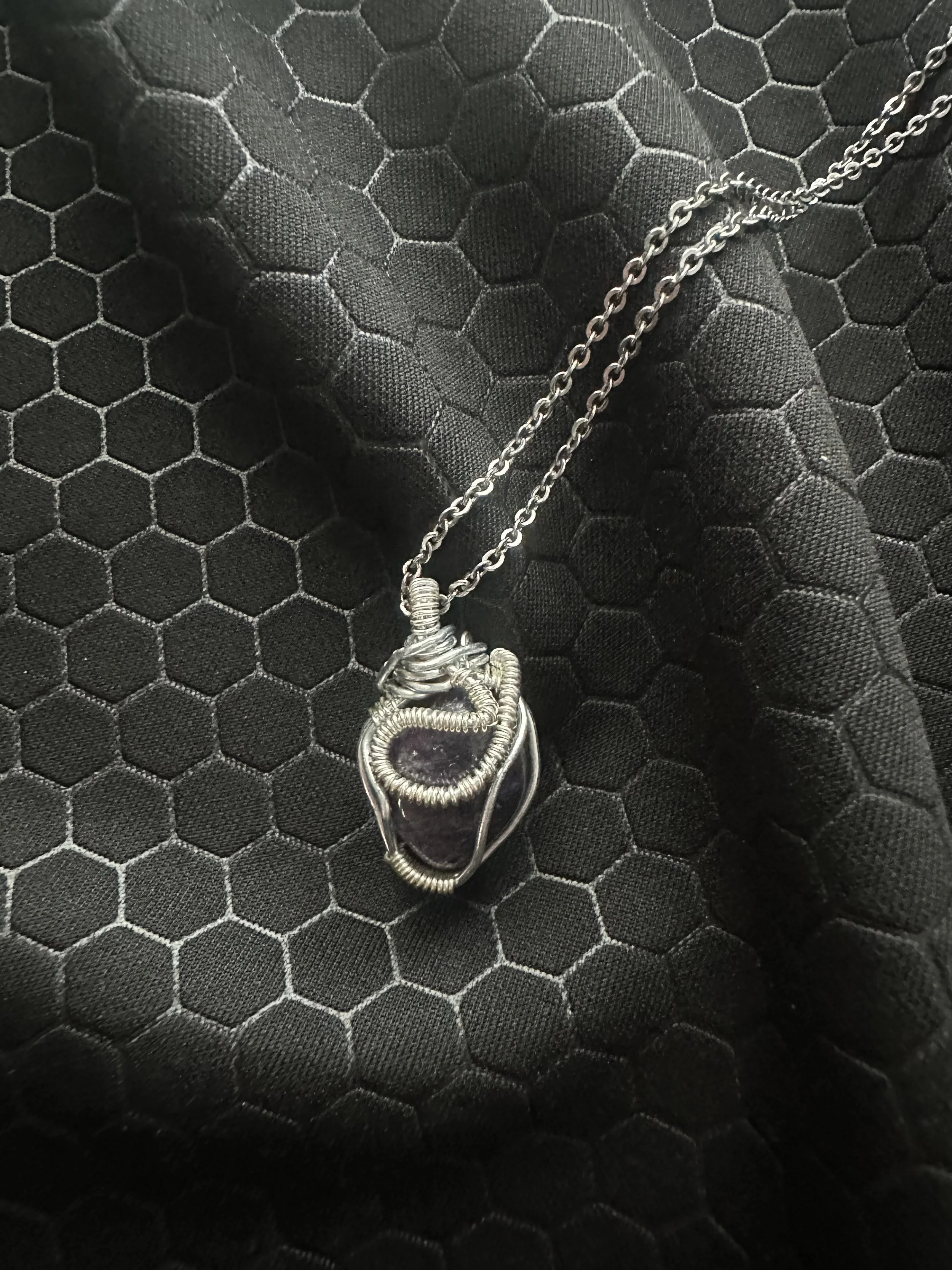 Raw Lavender Amethyst Nugget Copper-Coiled Pendant