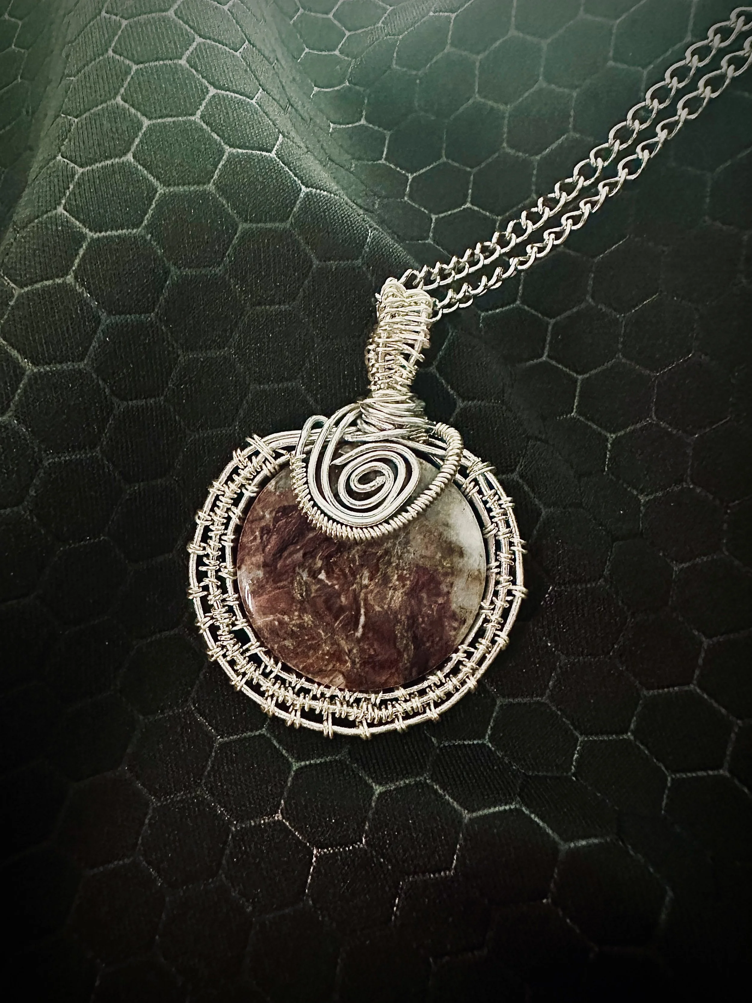 Circular Indian Agate Mandala Wire Medallion
