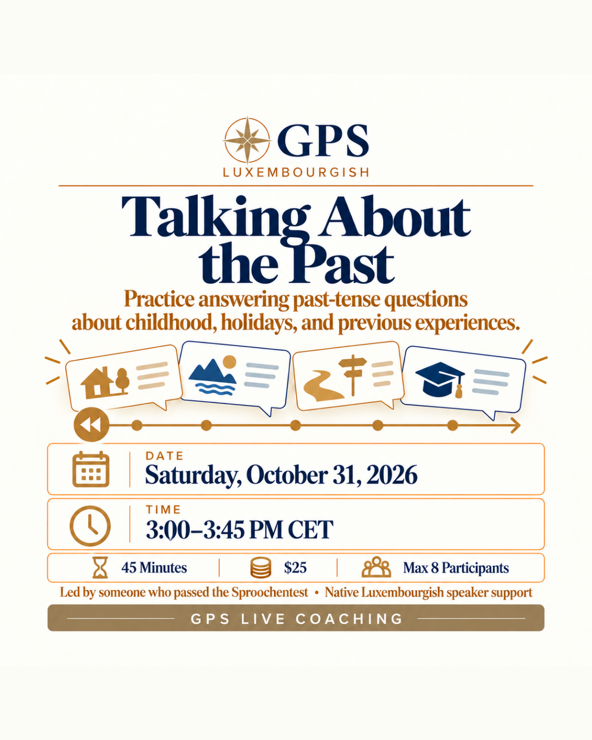GPS Live Sproochentest Coaching – Talking About the Past