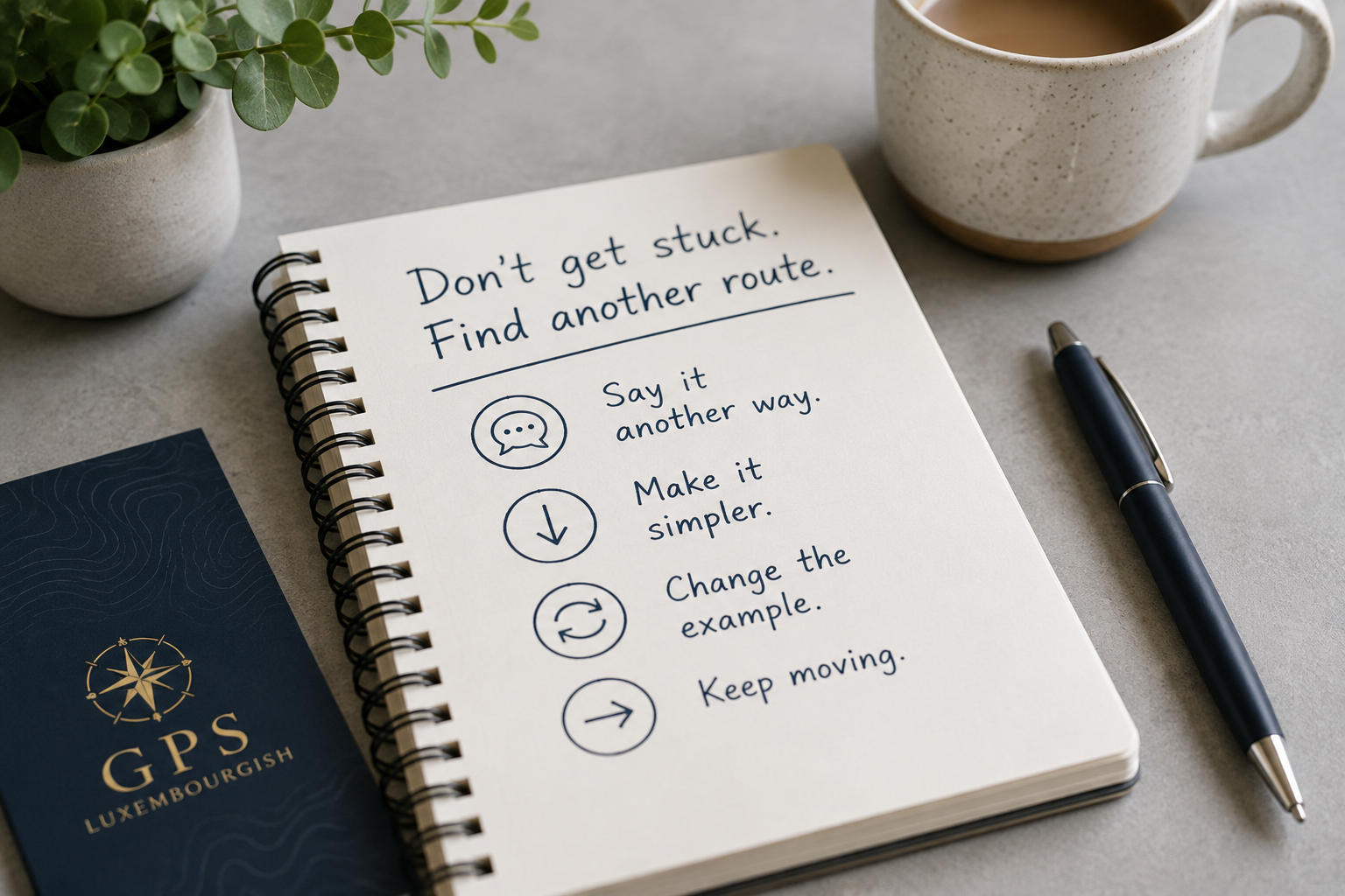 GPS Keep Moving Tool: four ways to continue when you don't know a word.