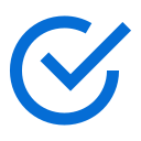 Blue checkmark inside a circle on a white background.