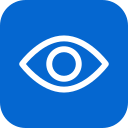Red icon with a white eye symbol in the center