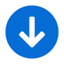 Blue circular button with a black downward arrow icon