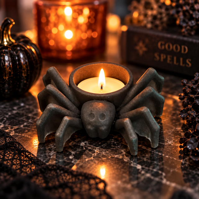 Black Spider TeaLight Holder with Background.png