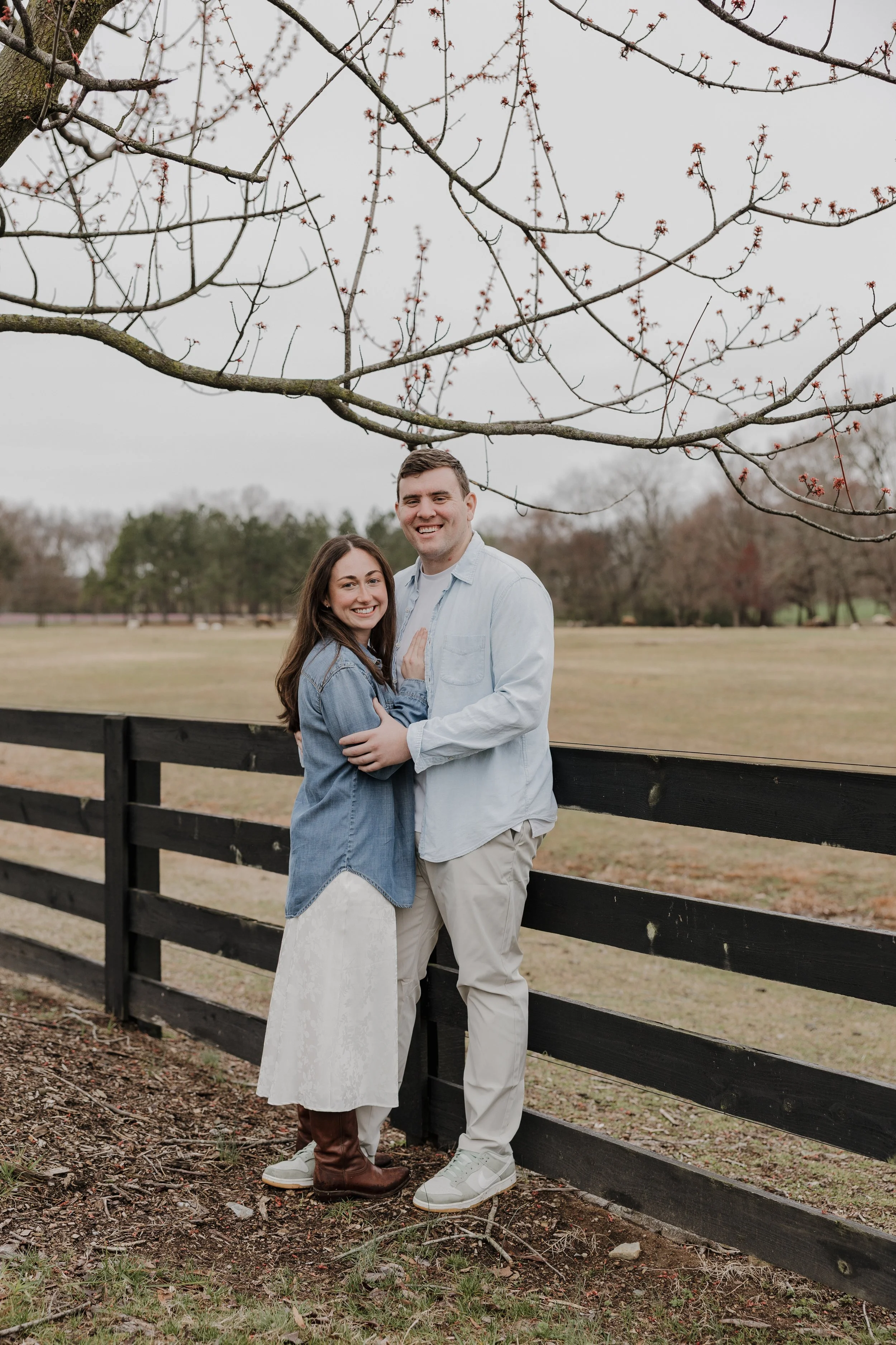 Romantic countryside engagement photos captured at Morning Glory Farm in Charlotte, North Carolina.