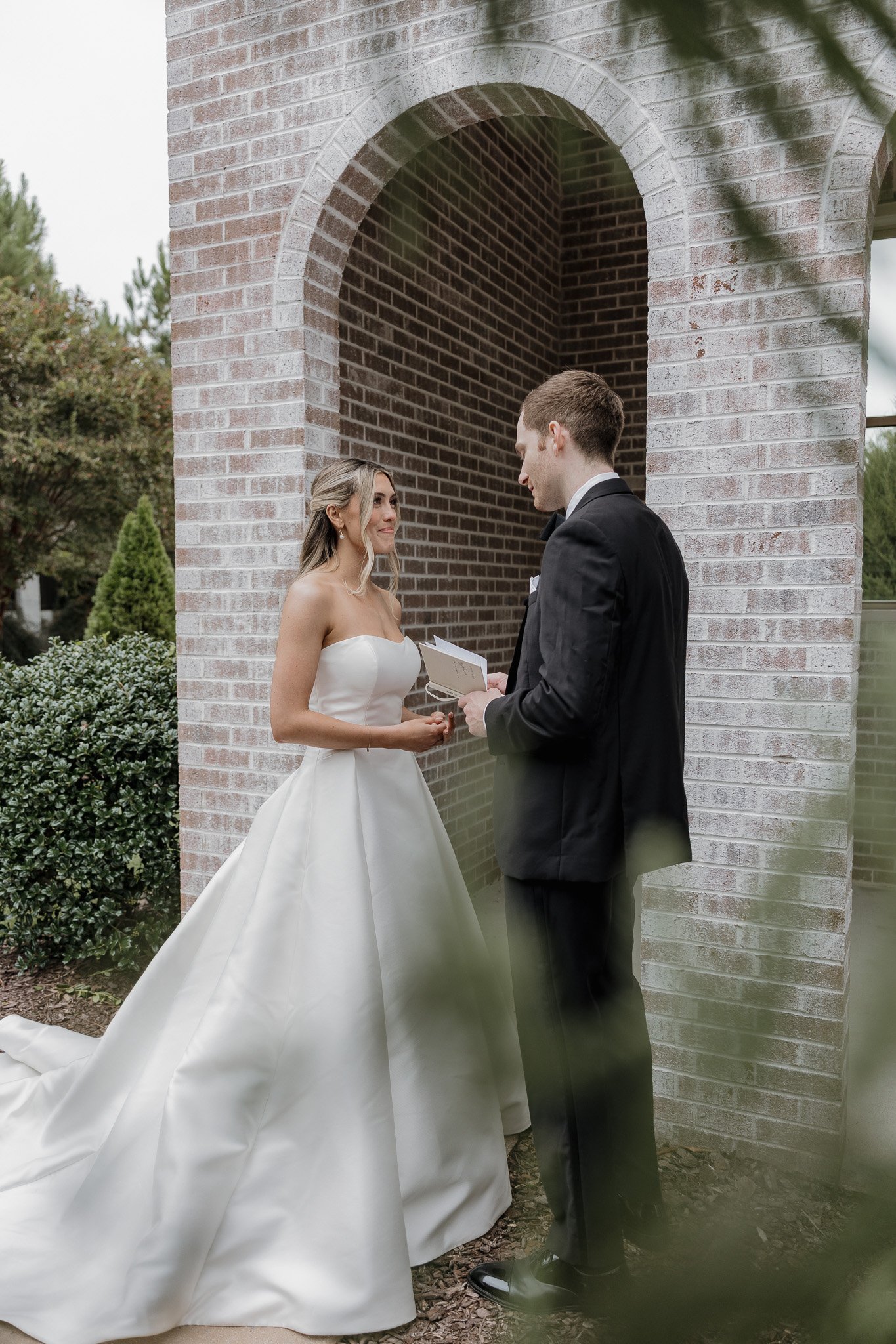 Intimate first look between bride and groom at The Bradford wedding venue