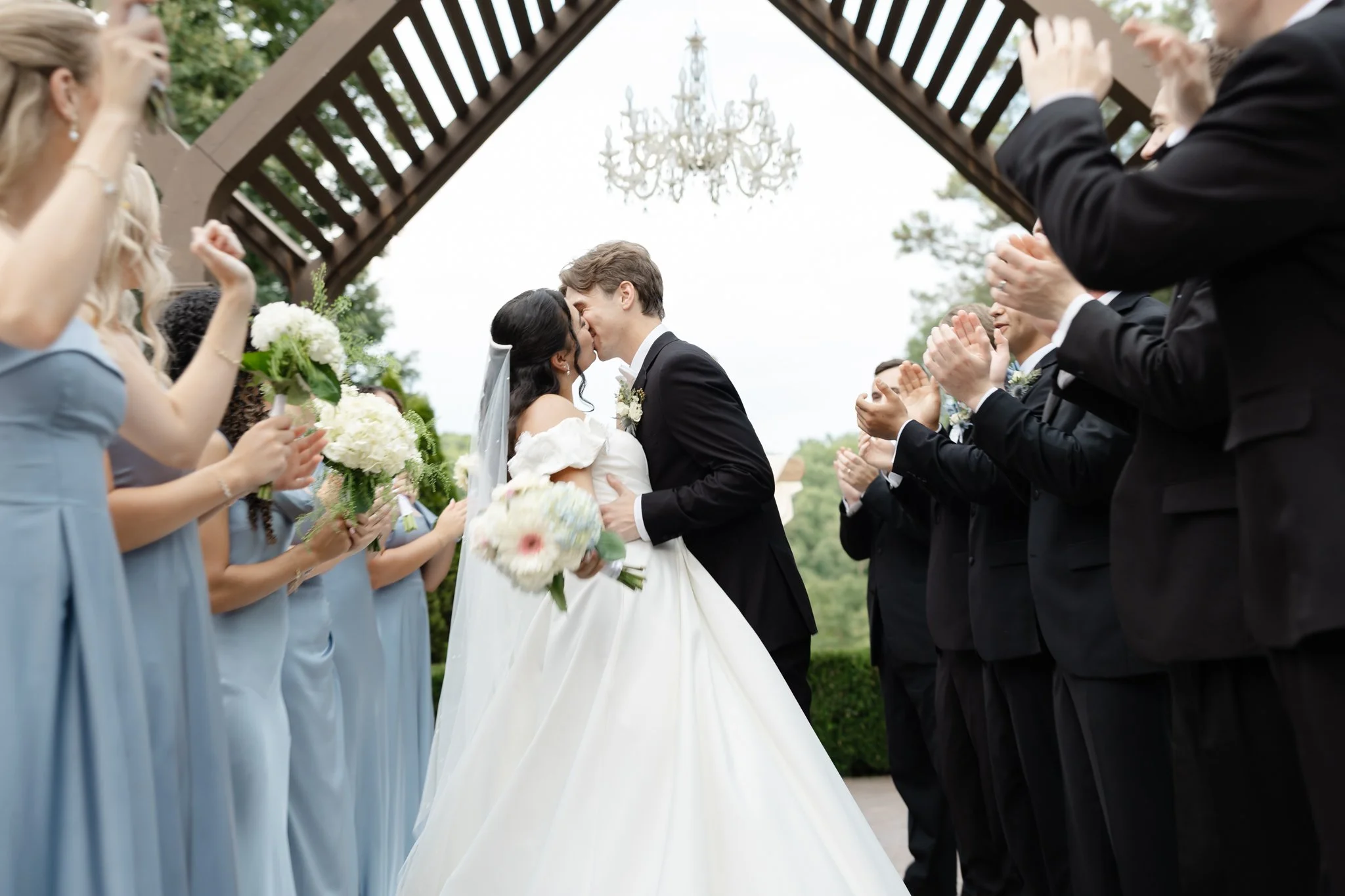 Bride and groom celebrating their wedding day at Highgrove Estate in North Carolina