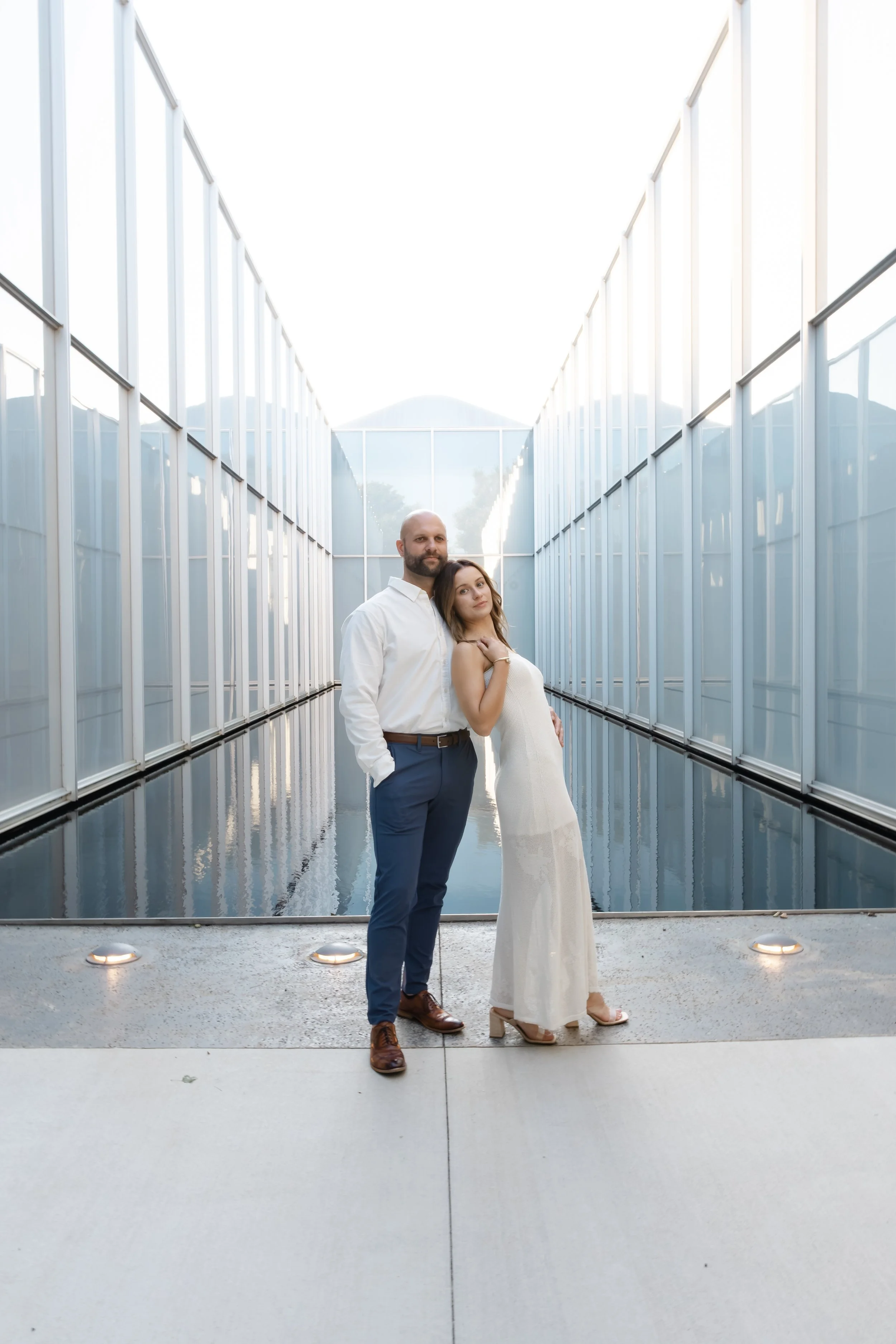 Timeless engagement portraits of Keely and Grant at NCMA Park in Raleigh, North Carolina