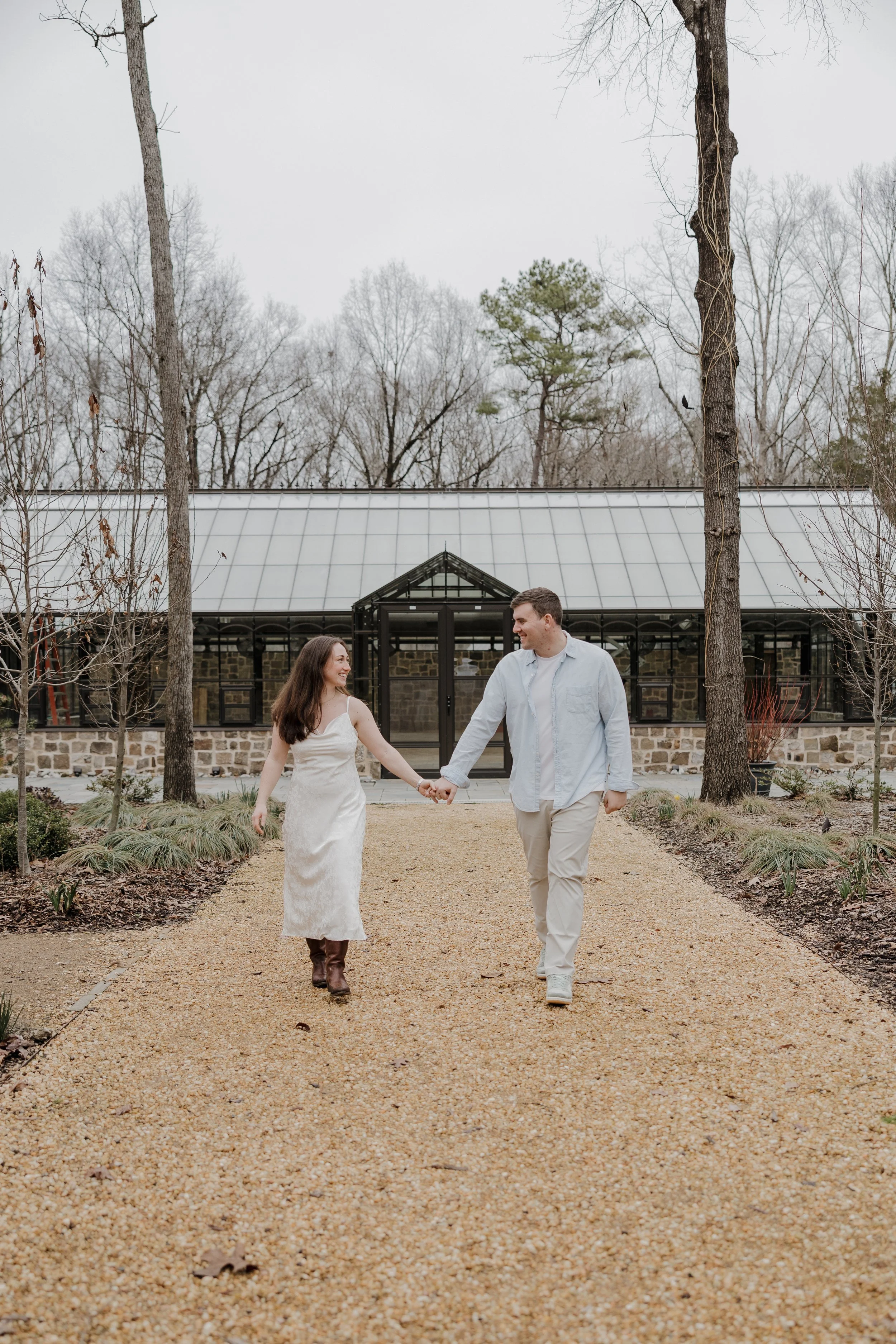 Charlotte, NC engagement photographer capturing romantic moments at Morning Glory Farm