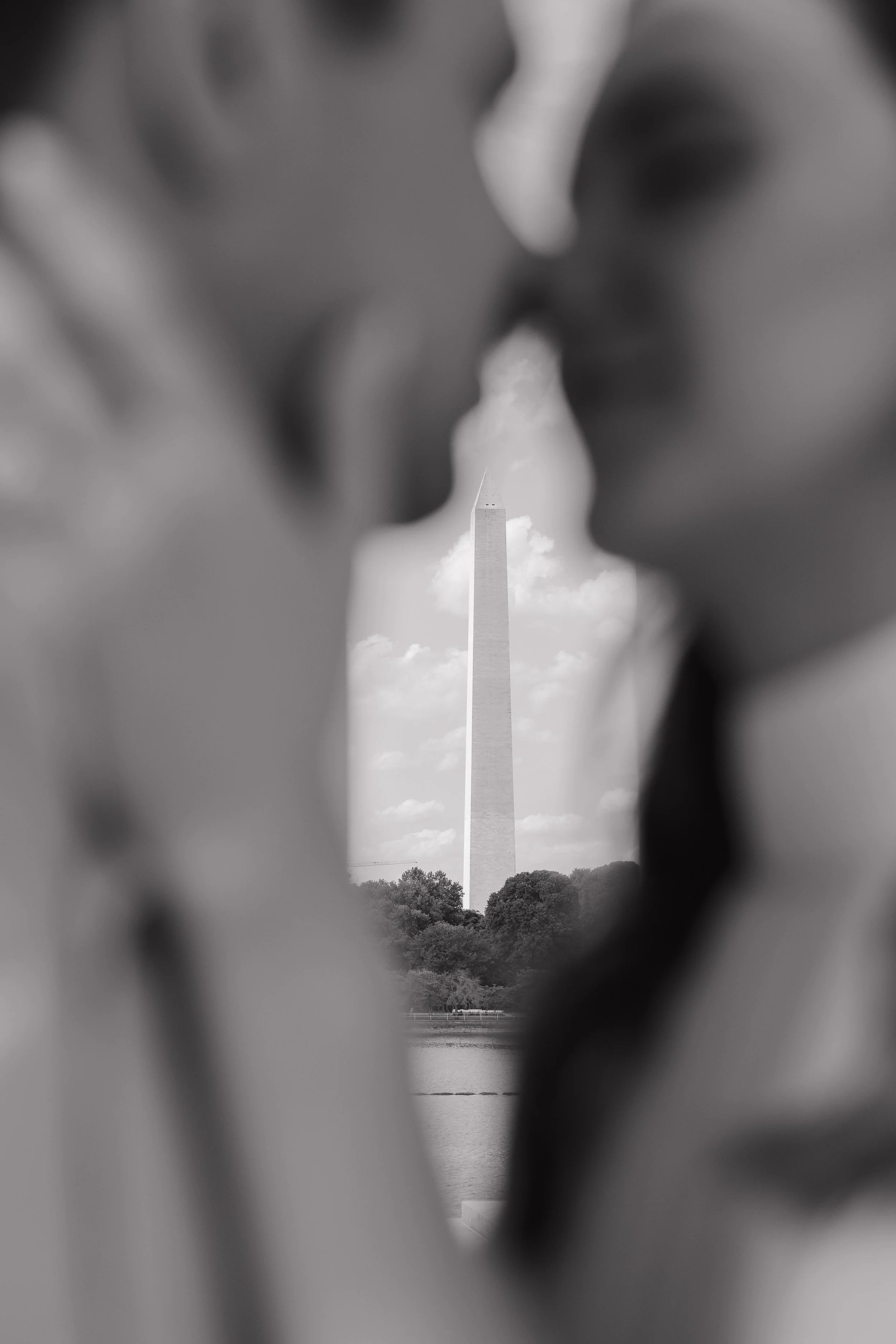Romantic engagement portraits of Carole and Tim in downtown Washington, DC