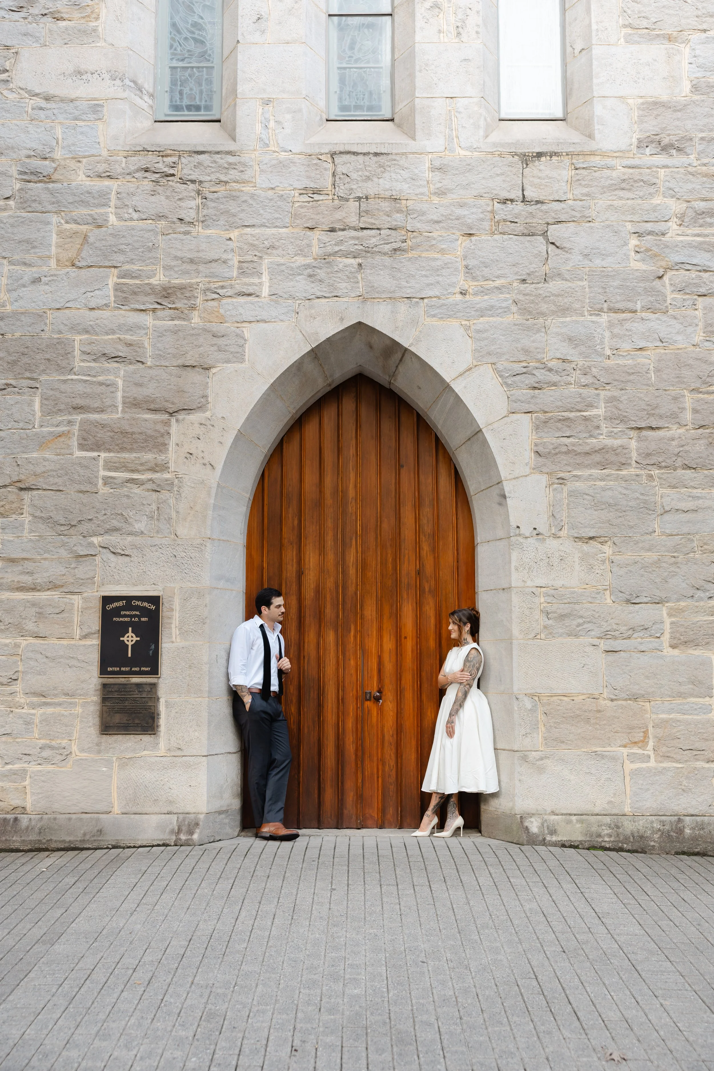 Candid engagement photography in downtown Raleigh, NC