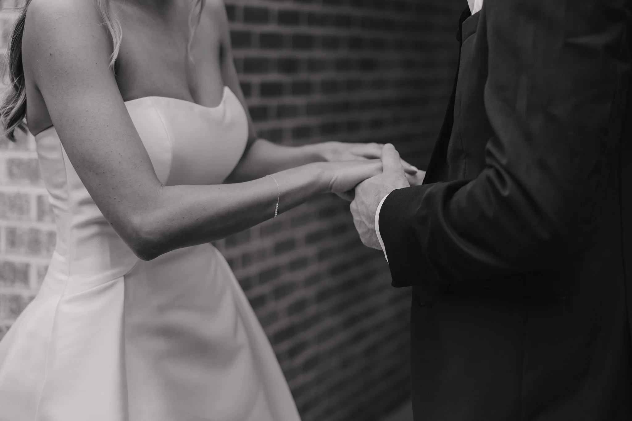Documentary wedding photography of a first look at The Bradford in New Hill, NC