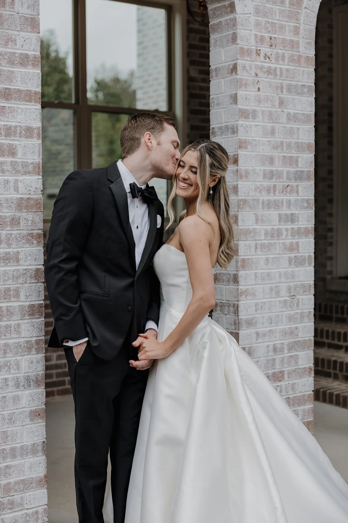 Bride and groom embracing after their first look at The Bradford