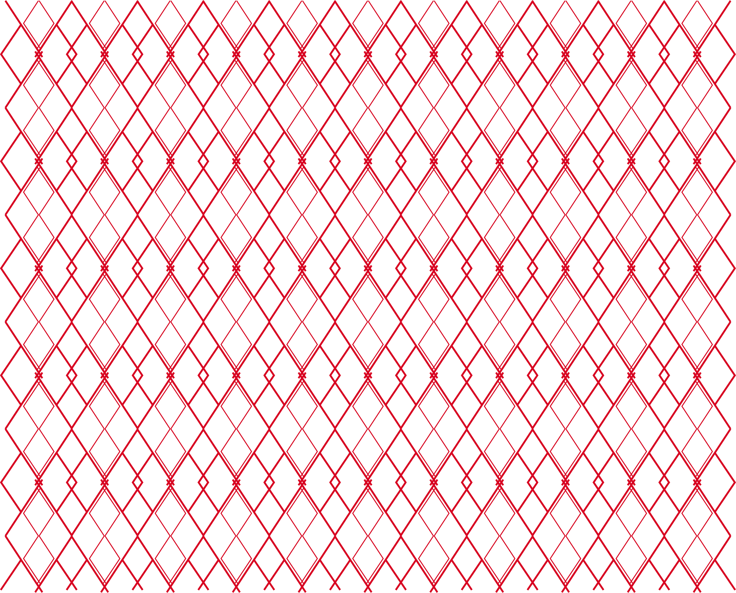 A black background with an intricate web of red and white diamond-shaped lines.