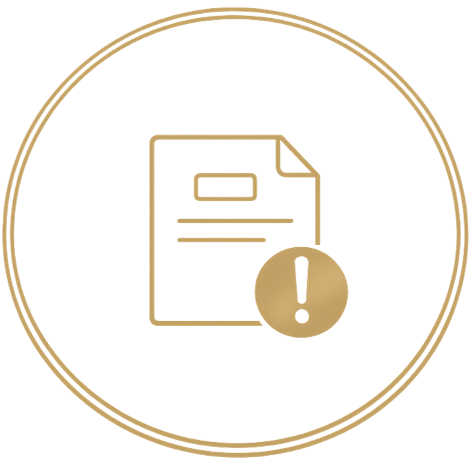 Warning icon over a document indicating an issue or alert.