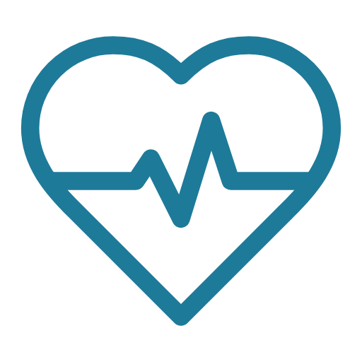 Blue heart with an electrocardiogram line inside