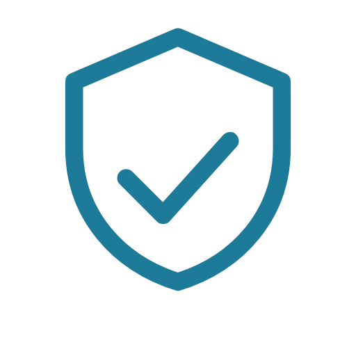 A blue shield icon with a check mark inside.