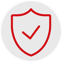 Shield icon with a checkmark indicating security or protection