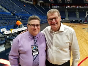 Jeff Goldberg with Geno Auriemma at Gampel Pavilion