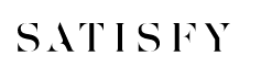 The word 'SATISFY' written in black uppercase letters.