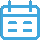 Blue calendar icon with date lines