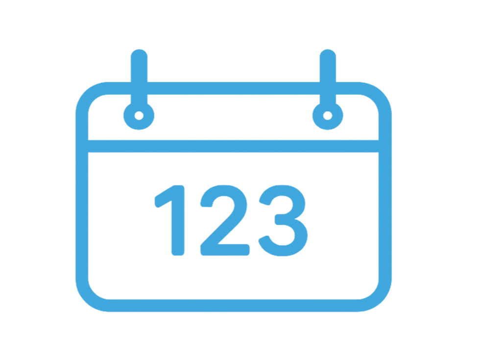 An icon of a calendar with the numbers 1, 2, 3 displayed on it.