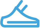 Blue sneaker shoe with white sole
