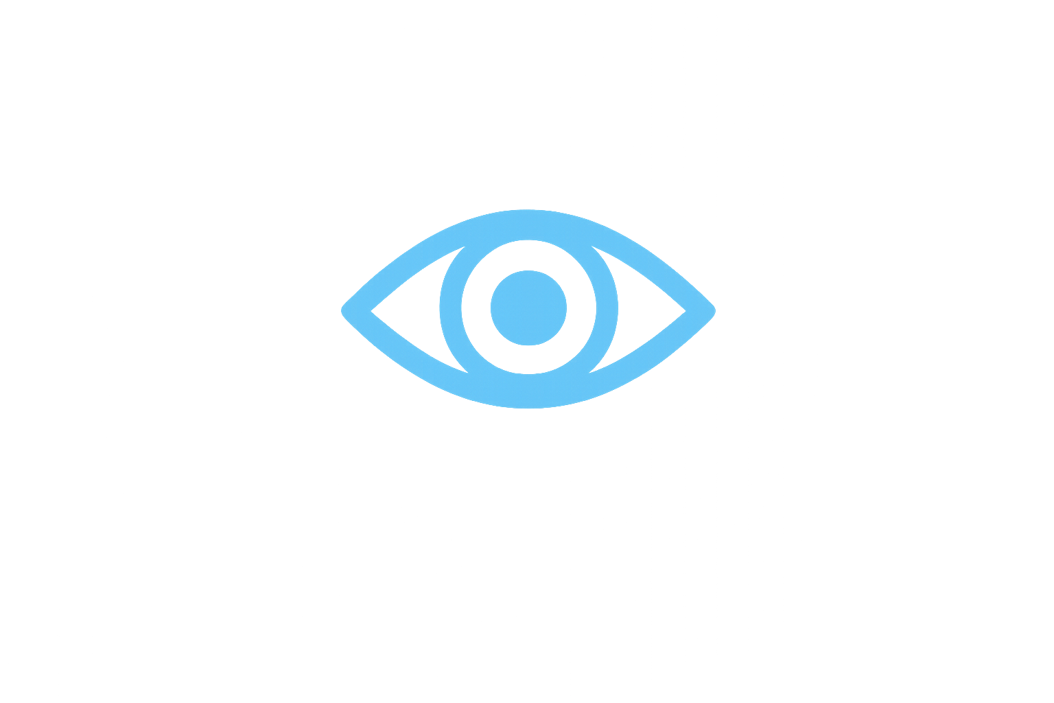 Blue eye icon with a central eye surrounded by a circle, on a black background.