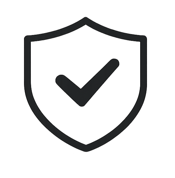 Shield icon with a checkmark in the center, representing security or protection.