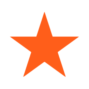 Orange five-point star on a black background.