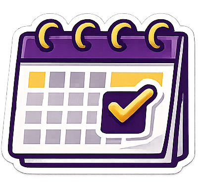 Illustration of a calendar with a large checkmark on a specific date.