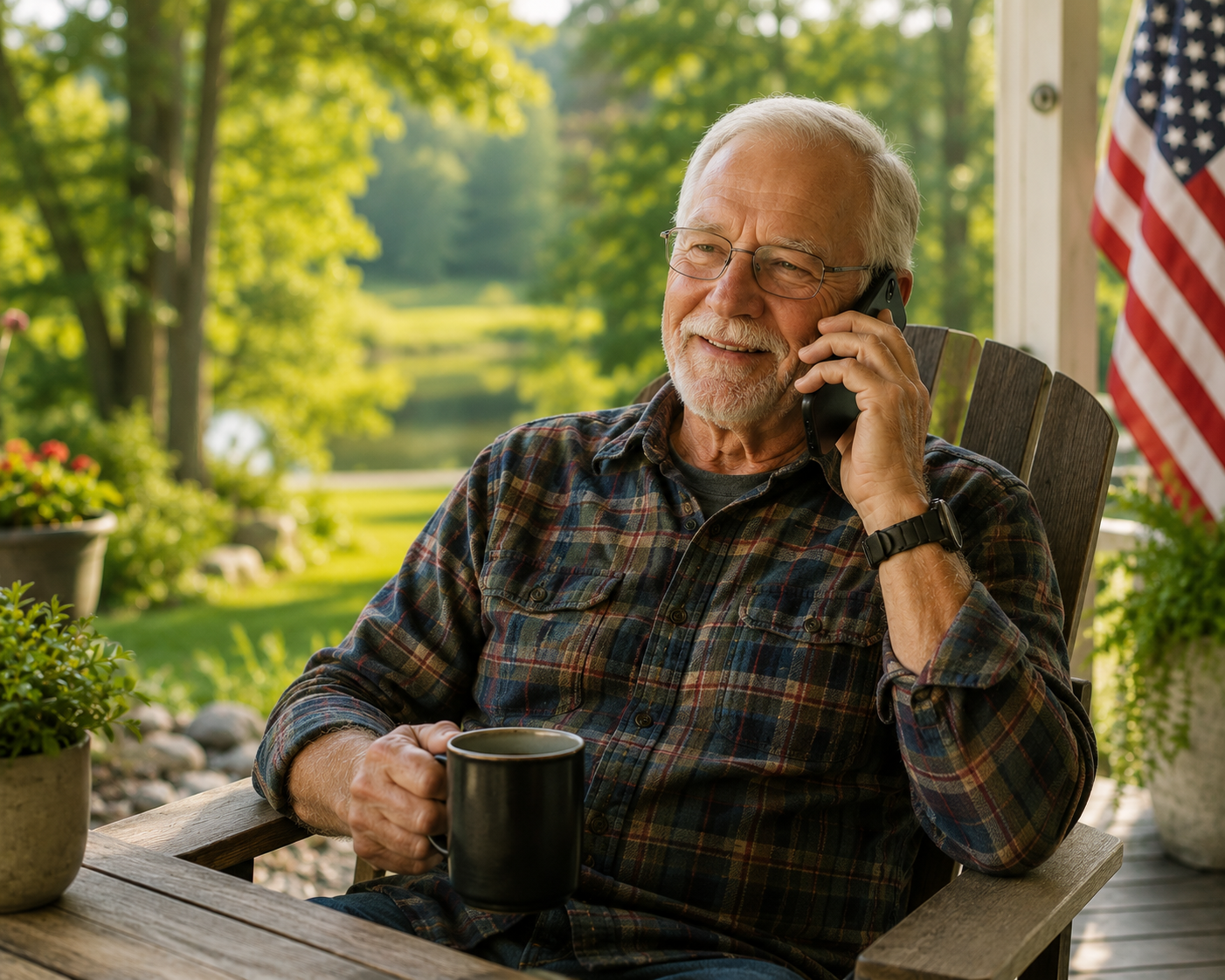 Man taking phone call from a set appointment at home.