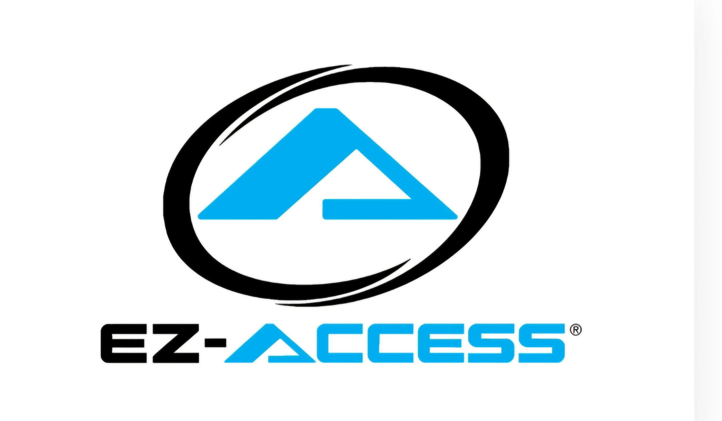 Logo of EZ-Access featuring a blue stylized arrow pointing upwards within a black circular border, with the text 'EZ-ACCESS' beneath.