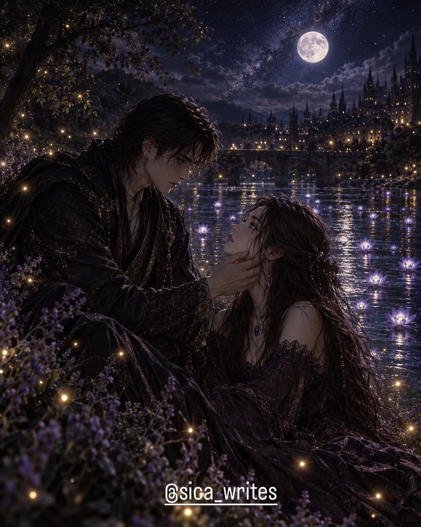 Lucien &amp; Lilith | Water of Leith, Edinburgh, Scotland 1626 #elarion #fantasyfiction #fantasyauthor #hunter #witch
