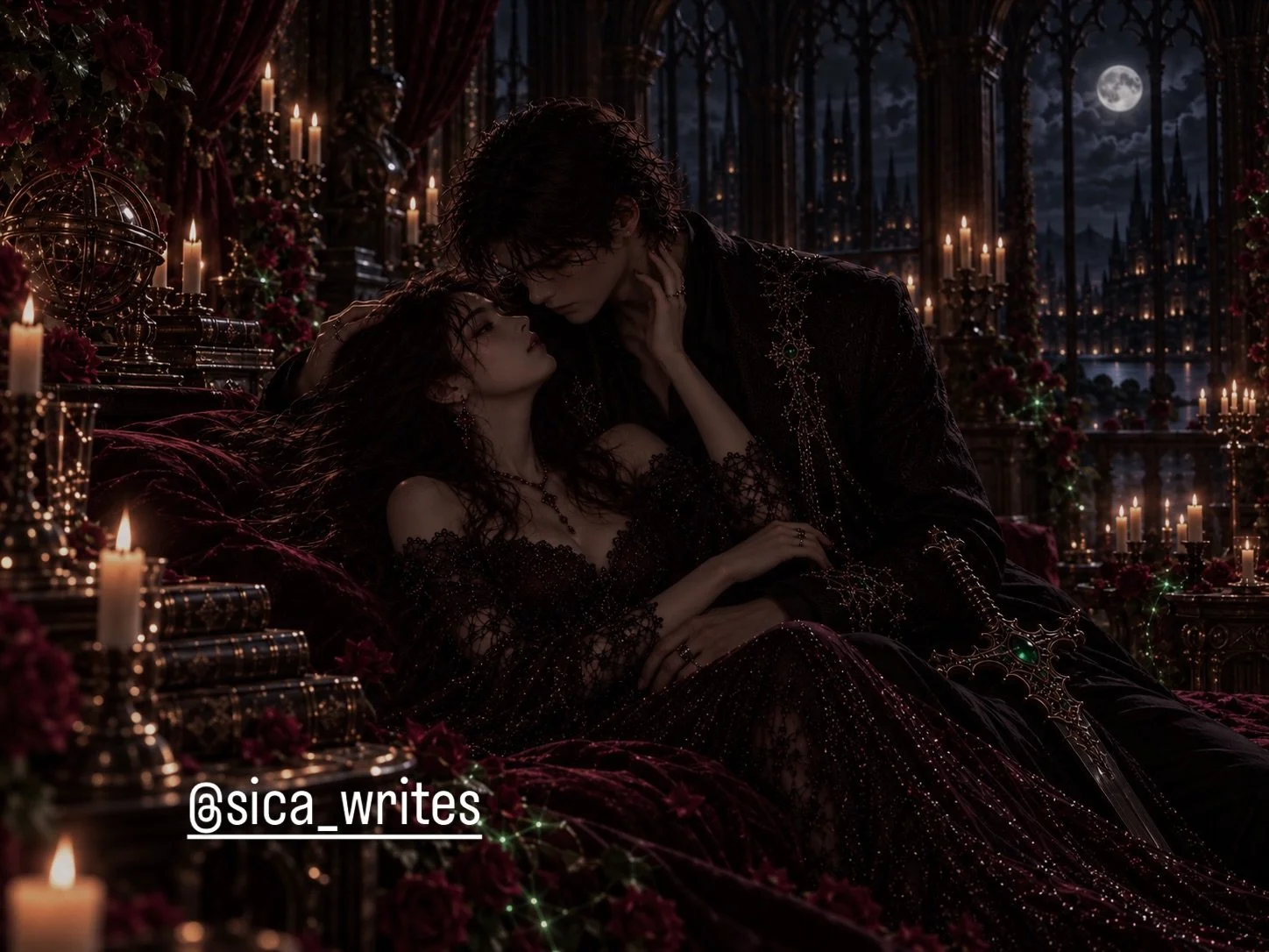 Sycah: &ldquo;From now on, Rosemere will be our sanctuary. Just you and me. No one else.&rdquo; | Leorian: &ldquo;Magic, romance&hellip; a world that belongs to us. Let the rest of the world fade away.&rdquo; #elarion #romance #magic #fantasyfiction 