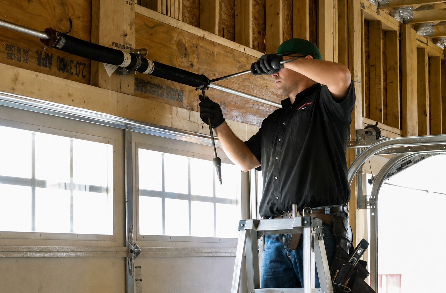 Garage door technician replaced a broken garage door spring in Independence, MO.